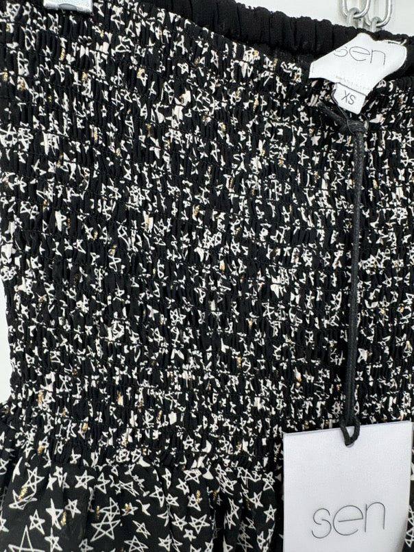 SEN Size XS Black Stars Skirt Set NWT