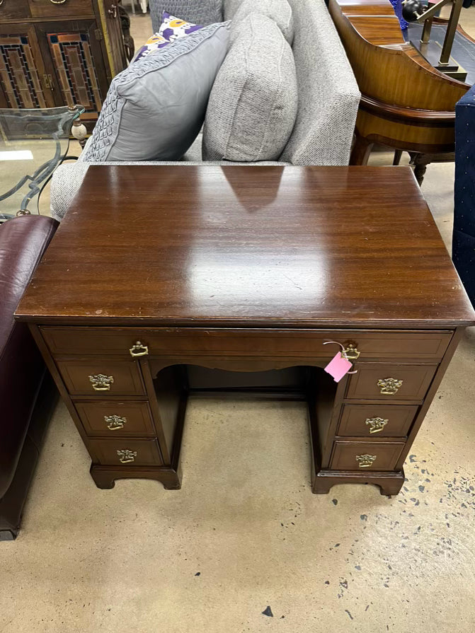 Wood 7 Drawer Desk W/ Hidden Door