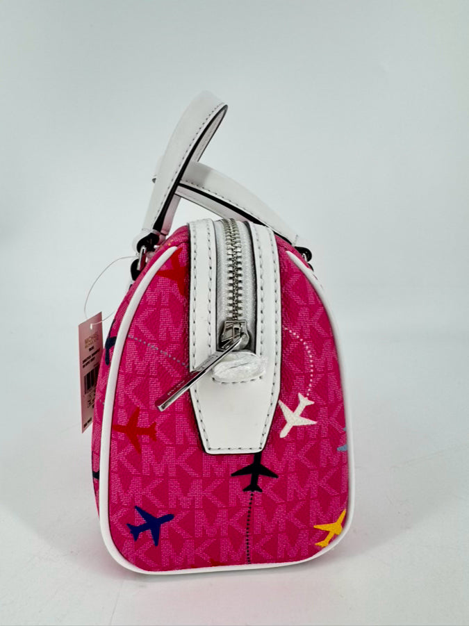 MICHAEL MICHAEL KORS Pink & White Leather Airplanes Purse NWT
