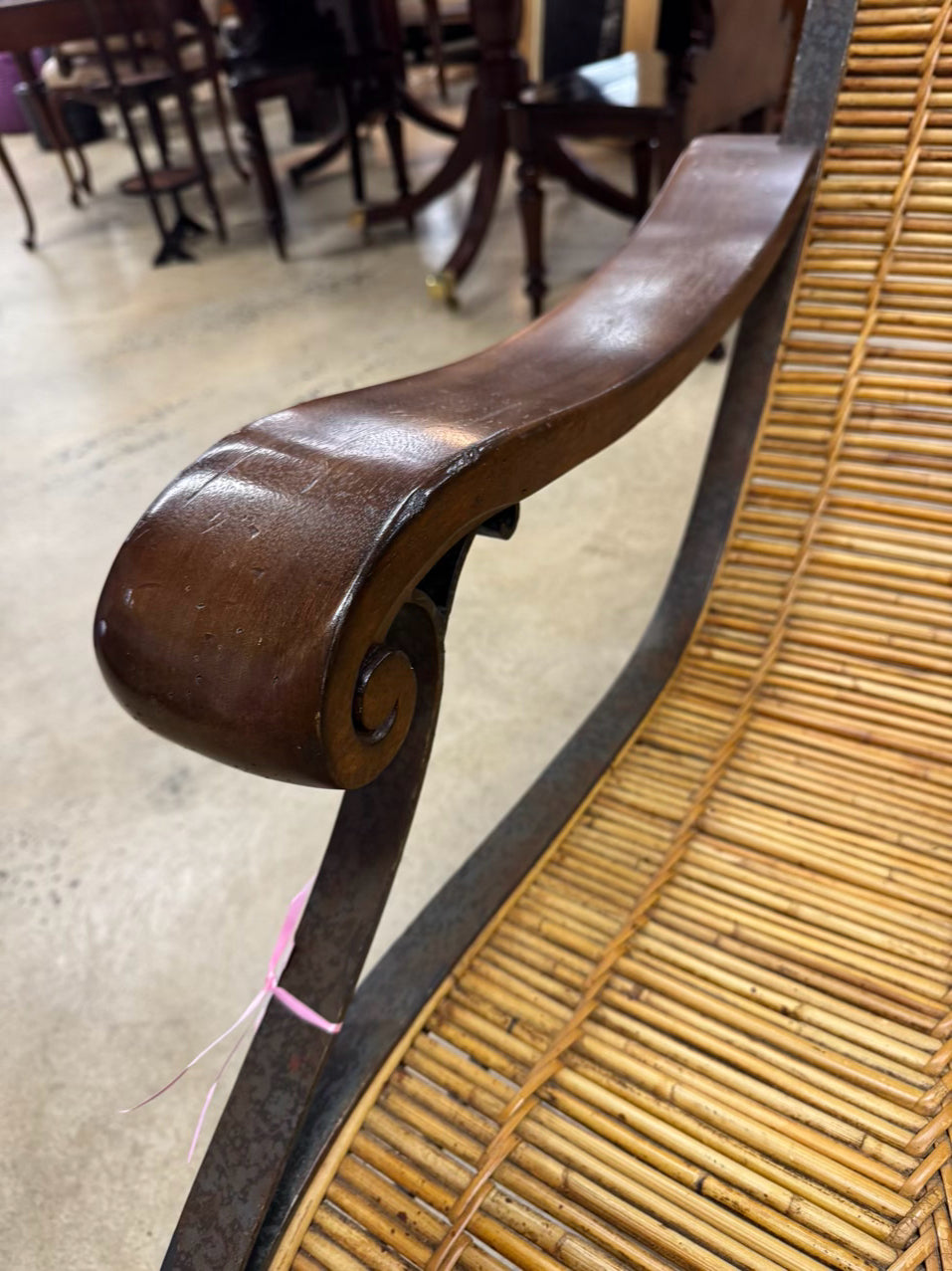 Bamboo & Metal Natural & Brown Chair & Ottoman