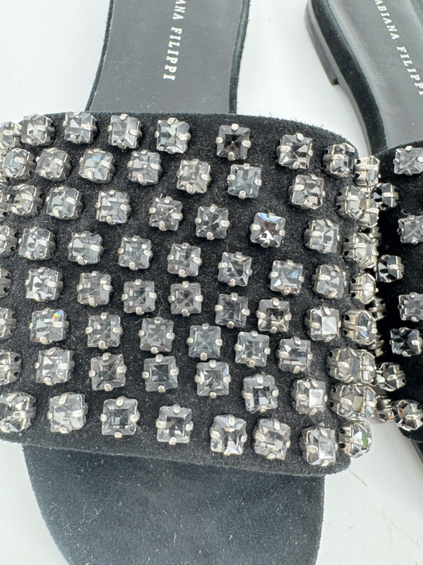 FABIANA FILIPPI Size 37 Black Crystal Detail Sandals