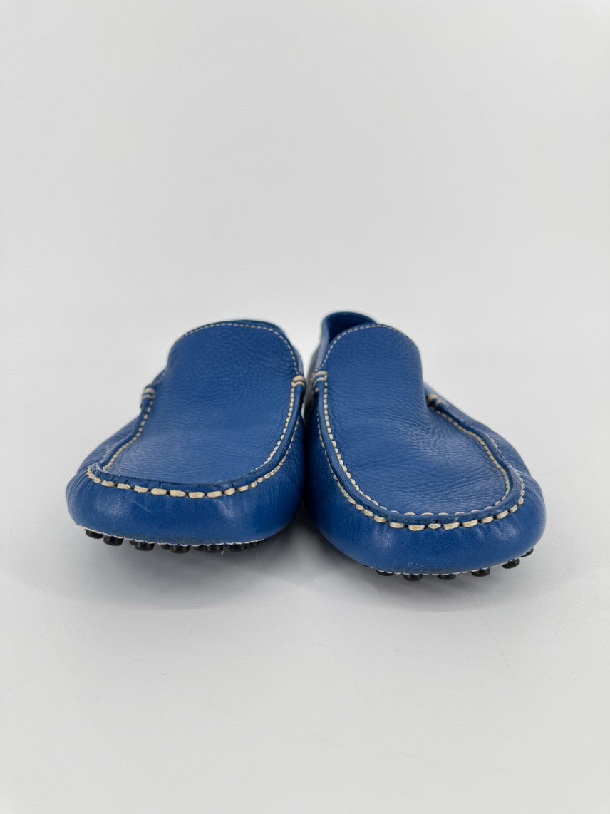 TODS Size 9.5 Cobalt Blue Leather Loafers