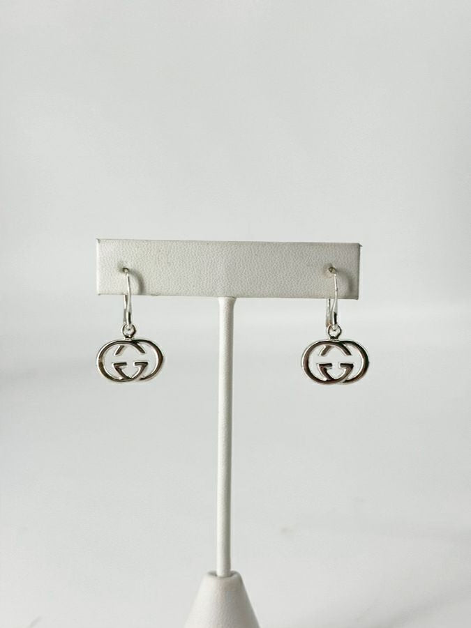 GUCCI STERLING SILVER Logo Earrings