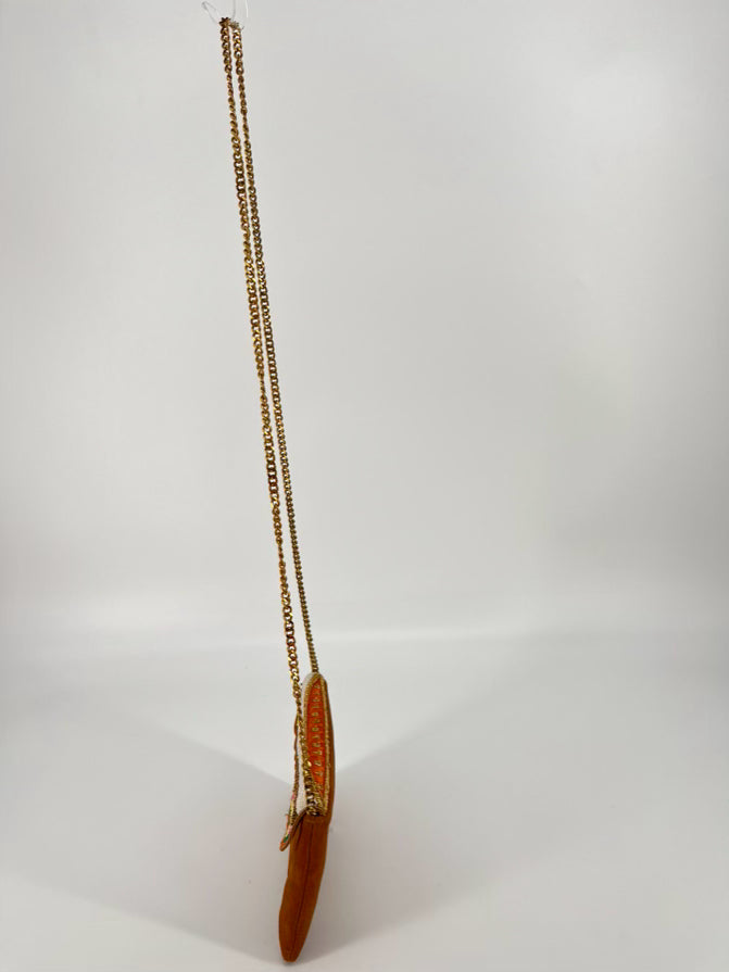NAHUA Camel Beaded Suede Crossbody Bag