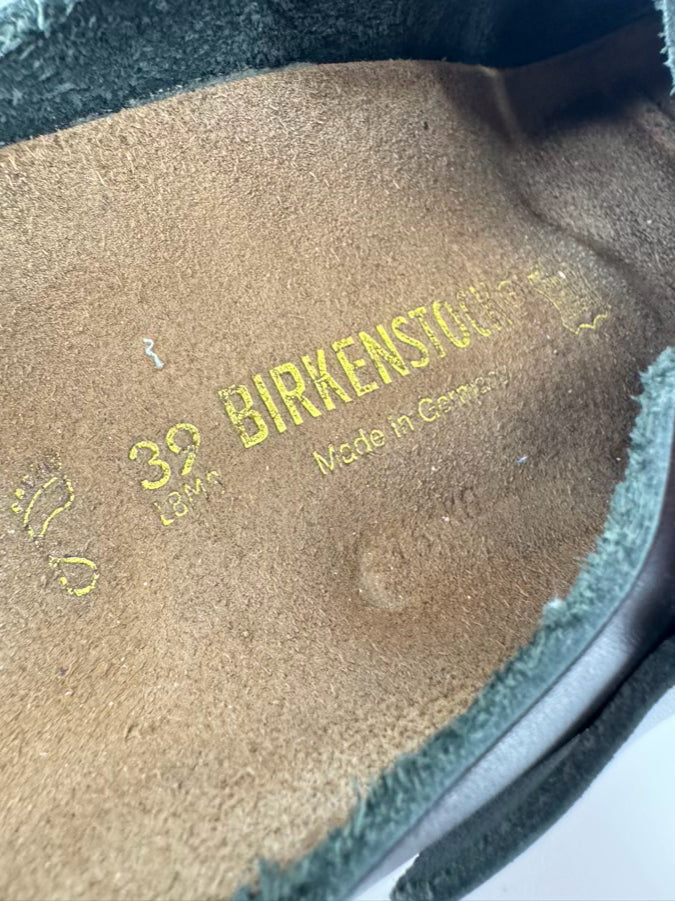 BIRKENSTOCK Size 39 Black Leather Boston Clogs
