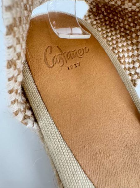 CASTANER Size 41 Natural Textile Wrap Tie Espadrilles