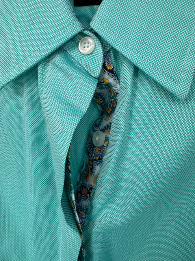 DEREGNAUCOURT Size S Teal Button Up Blouse