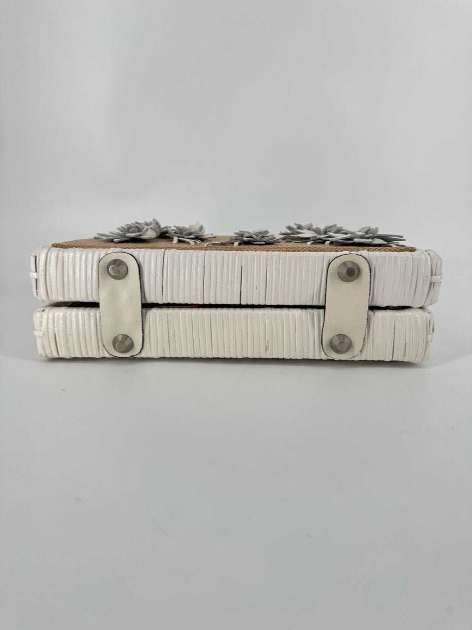 PATRICIA NASH White & Cream Wicker Embroidered Purse