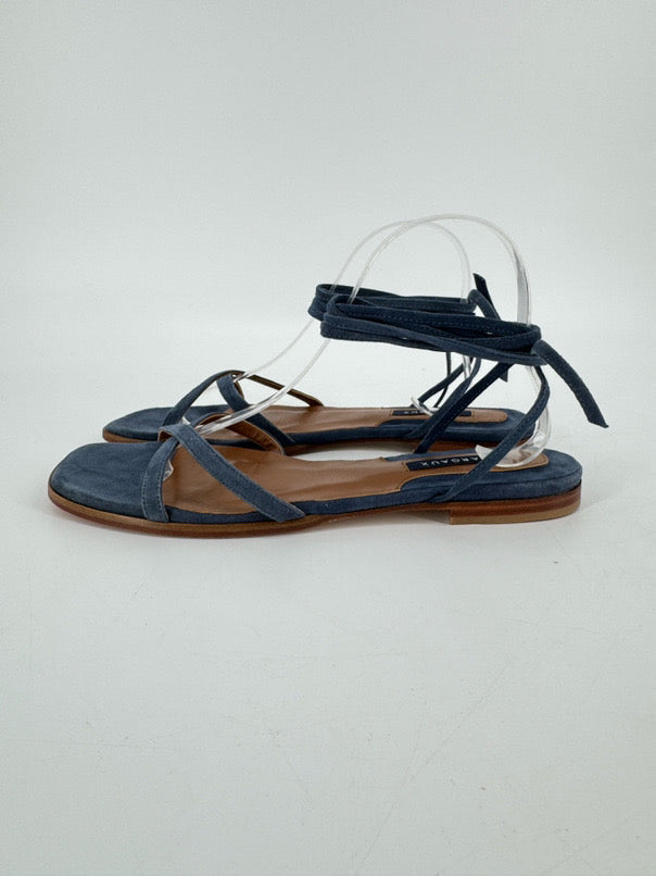 MARGAUX Size 40.5 Powder Blue Suede Lace-Up Sandals