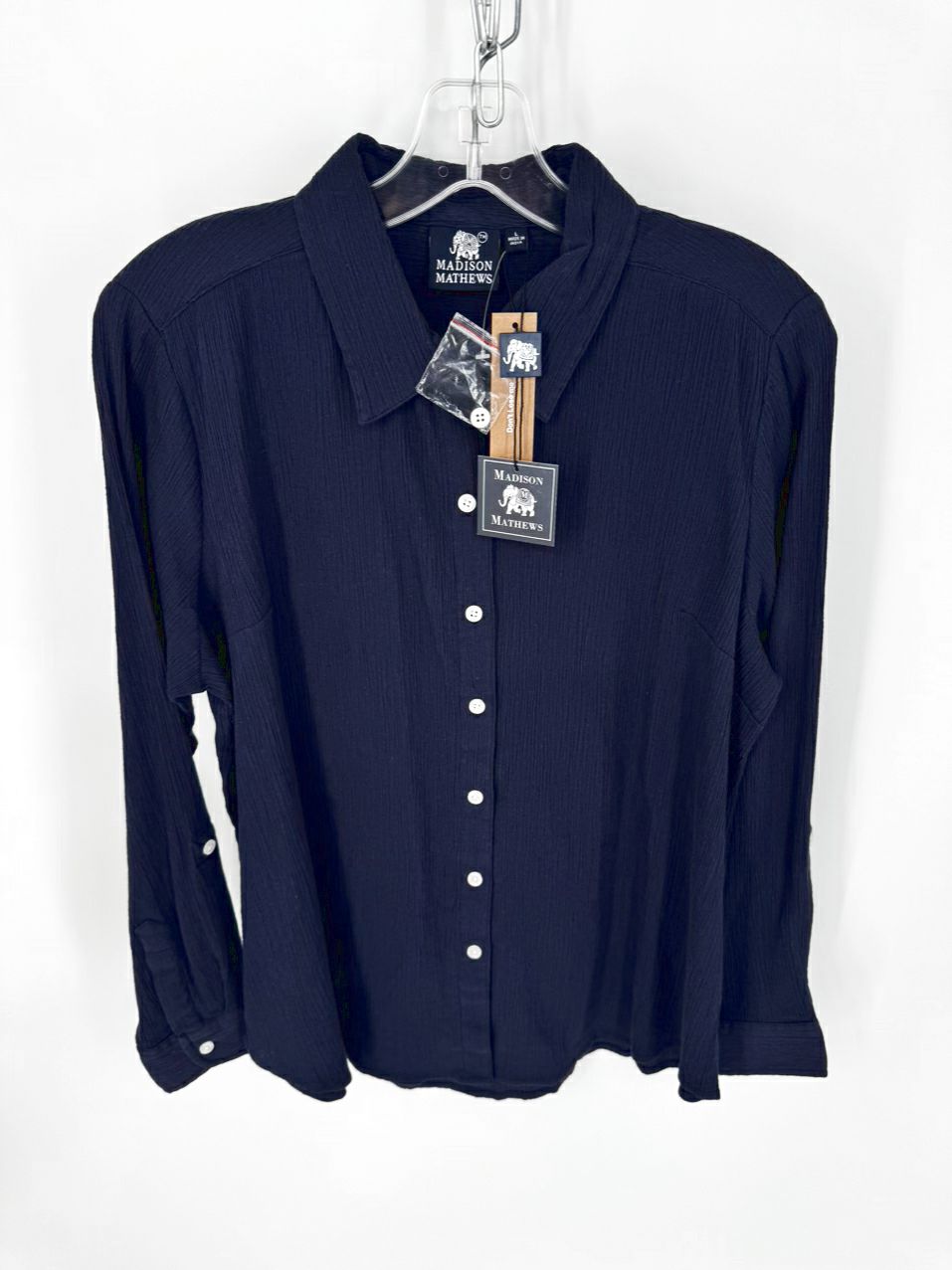 MADISON MATHEWS Size L Midnight Button Down Blouse NWT