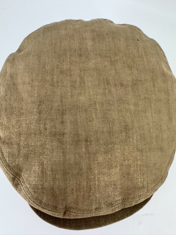 RALPH LAUREN PURPLE LABEL Gold & Brown Textile Newsboy Hat NWT