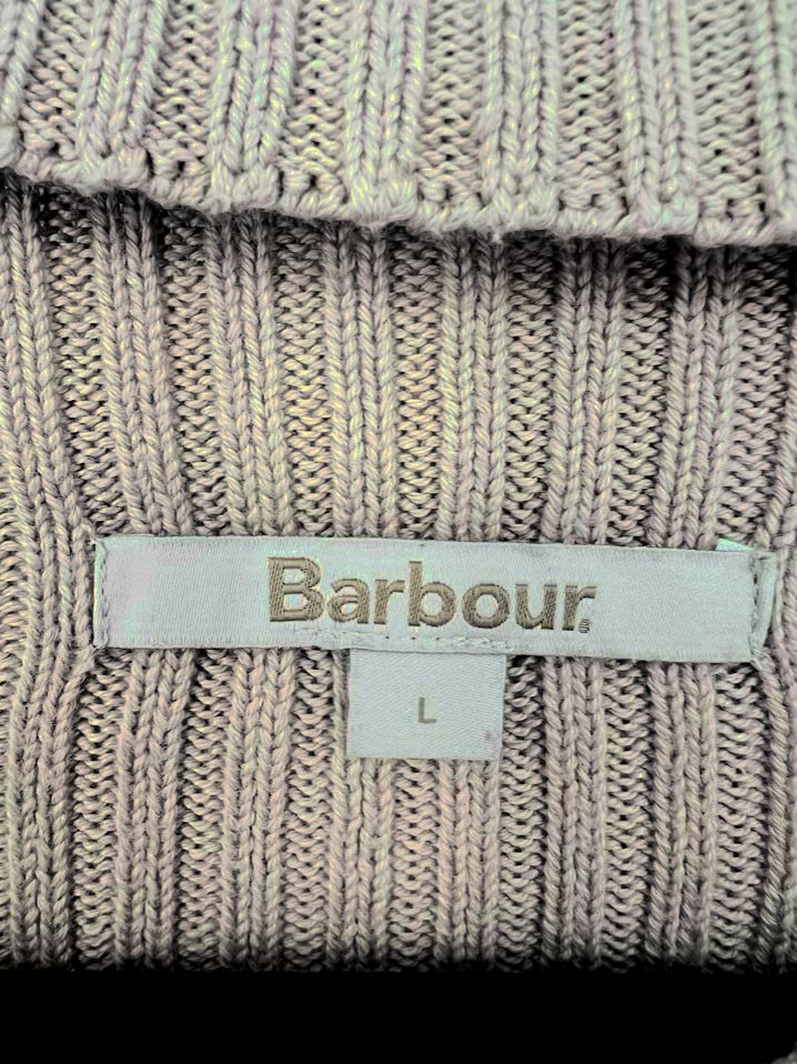 BARBOUR Size L Latte Cable Knit Sweater