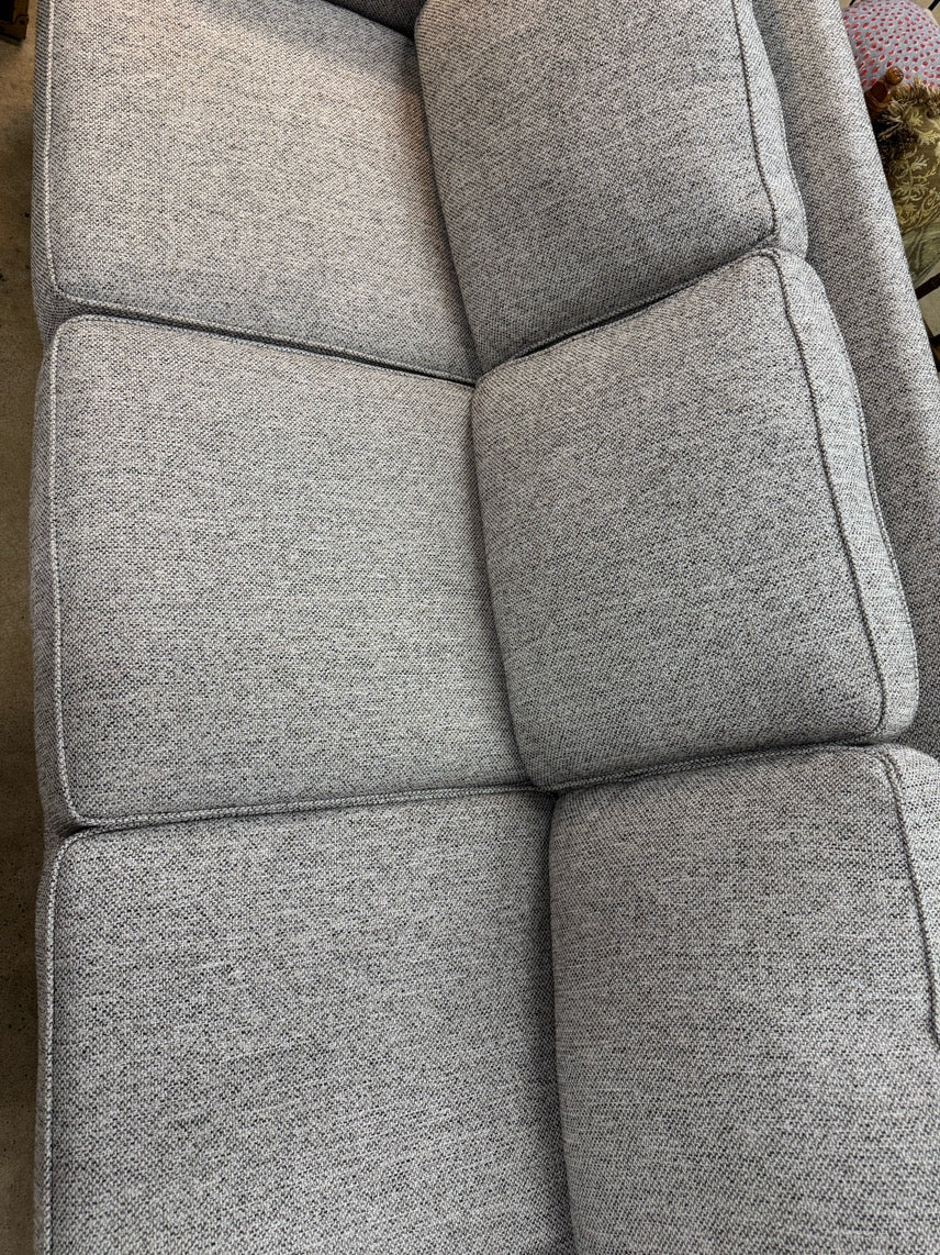 Gray & White Tweed Nail Heads Sofa