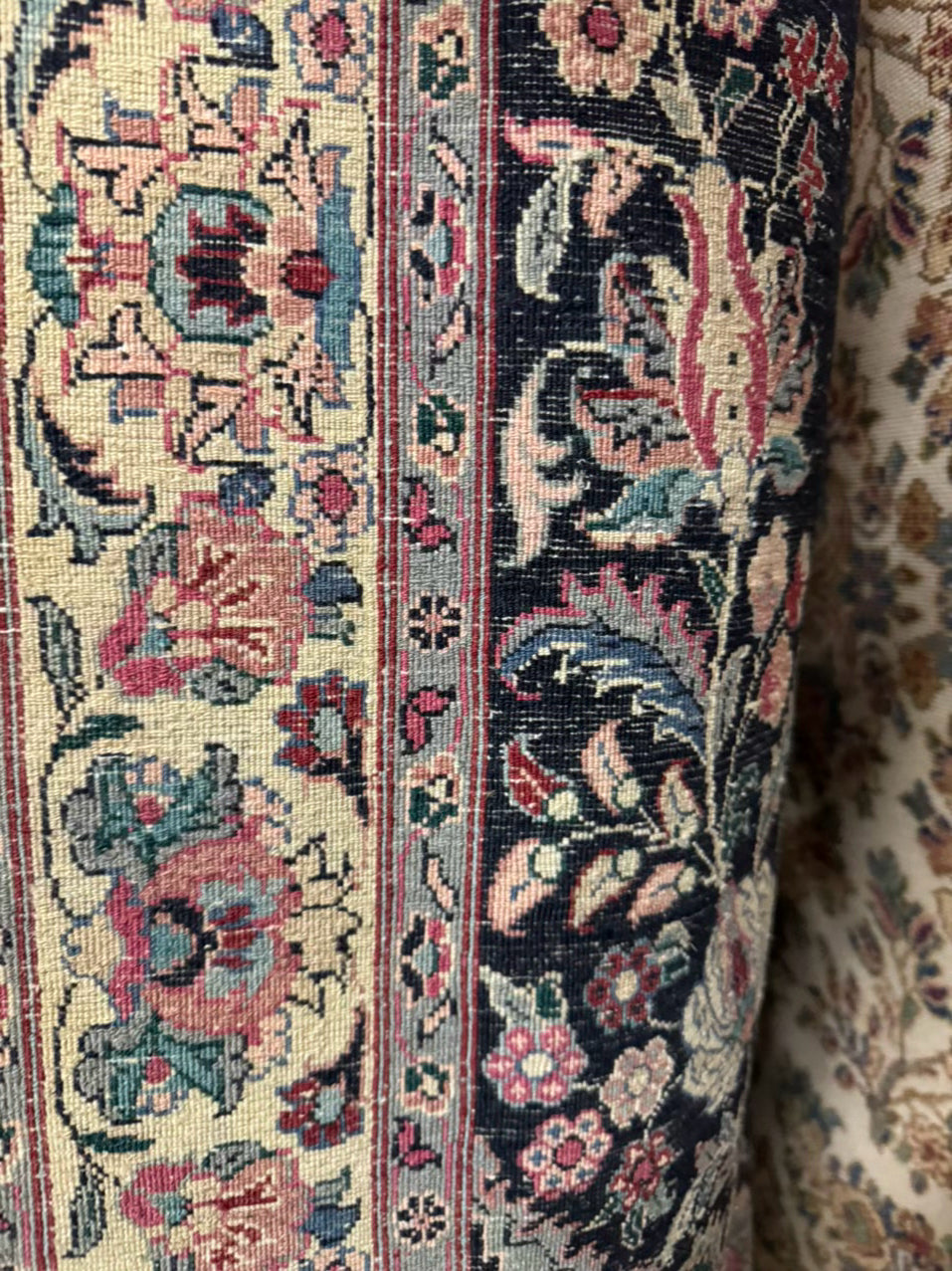 Black, Green & Pink Floral Oriental Area Rug