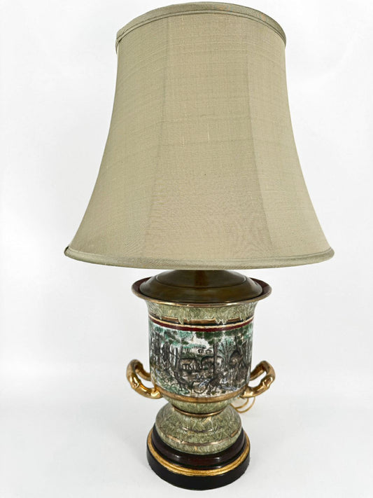 Green & Gold Porcelain Animals Lamp