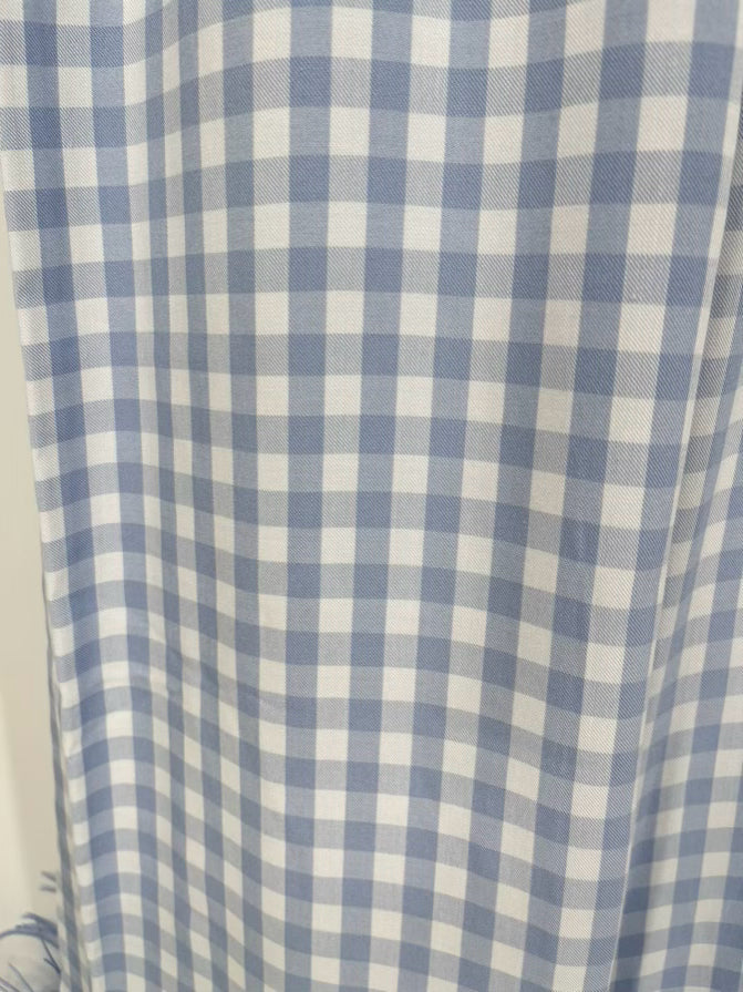 SLEEPER Size XS Periwinkle Feather Trim Checkered Pajama Set NWT