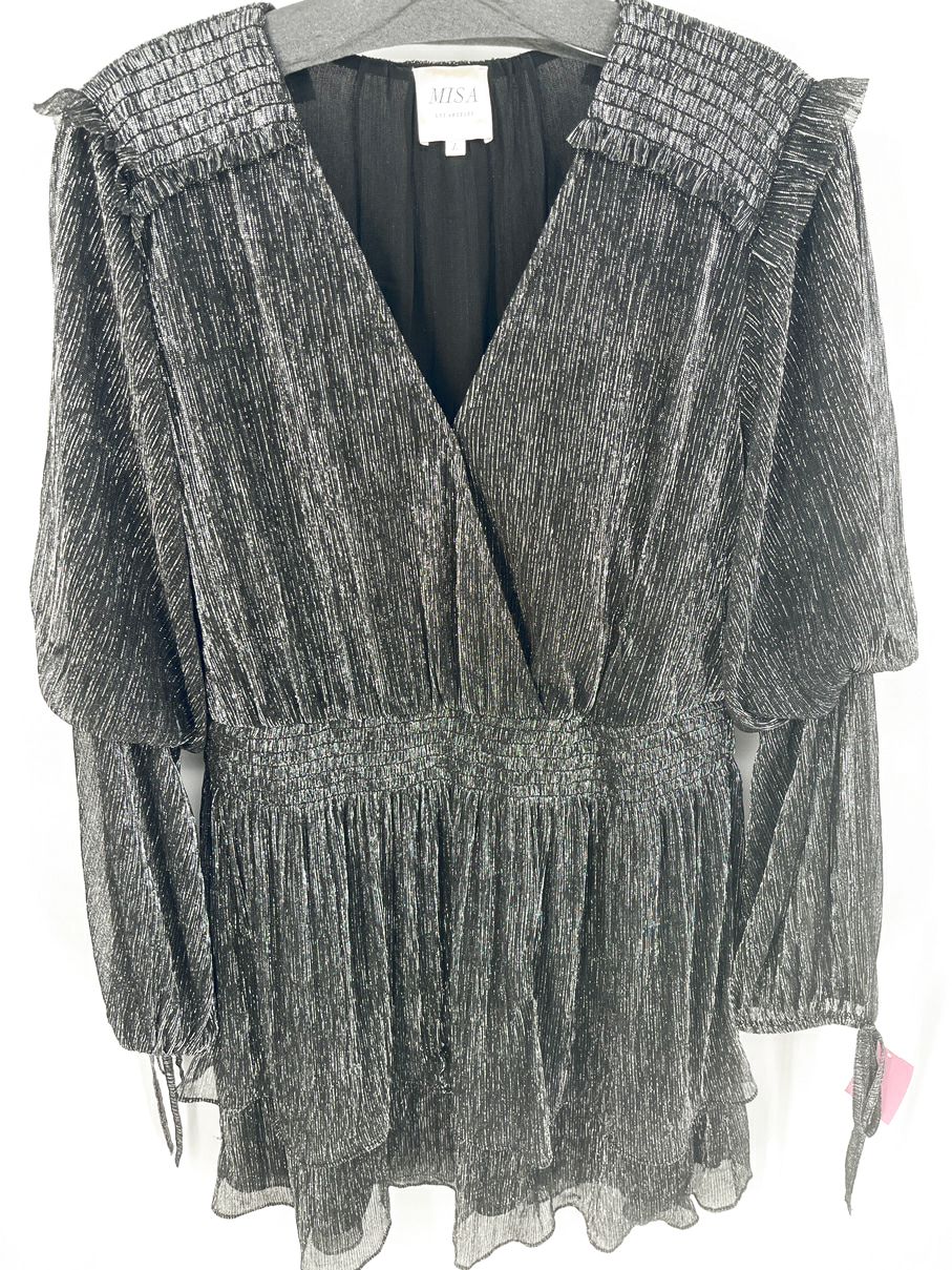 MISA Size L Metallic Black Maeryn Dress