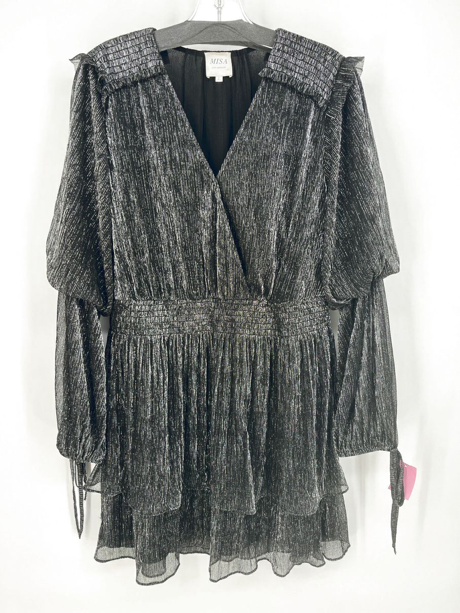 MISA Size L Metallic Black Maeryn Dress