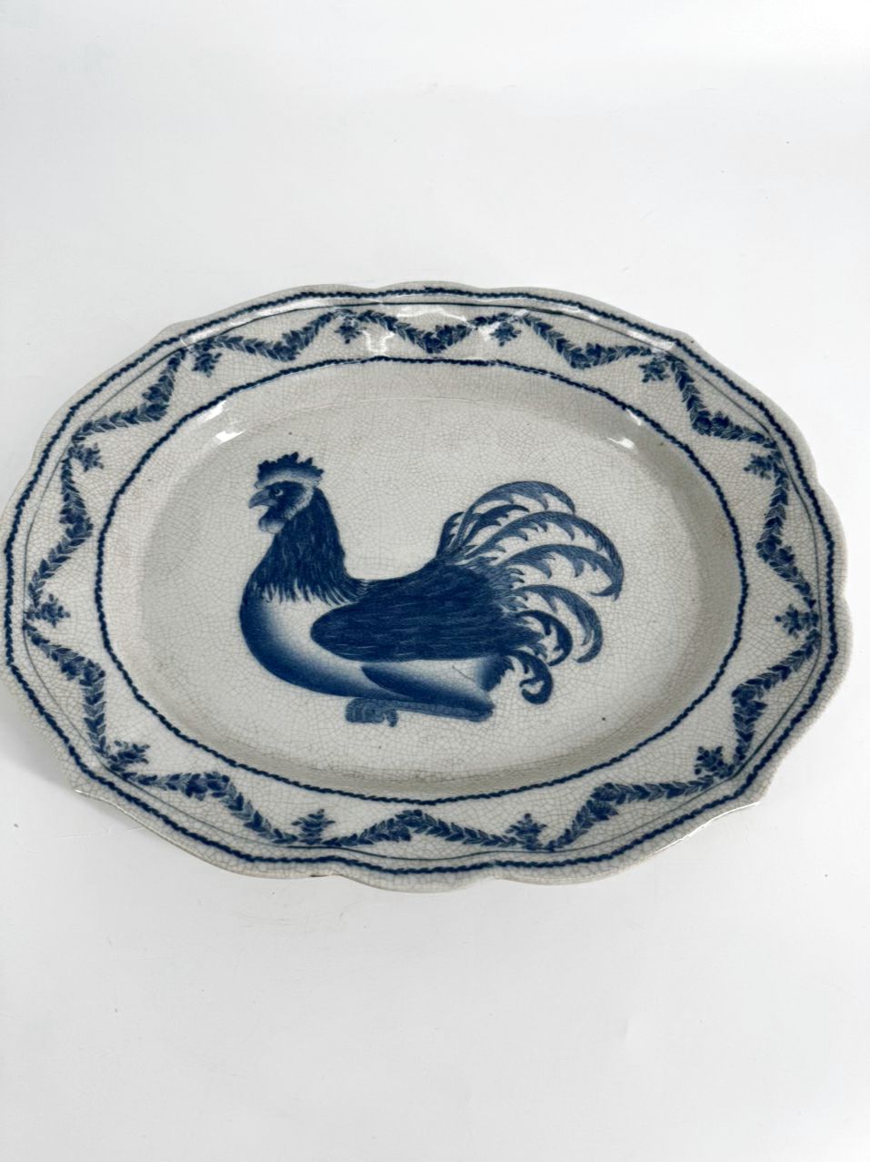 CAPA Blue & White Rooster Ceramic Platter