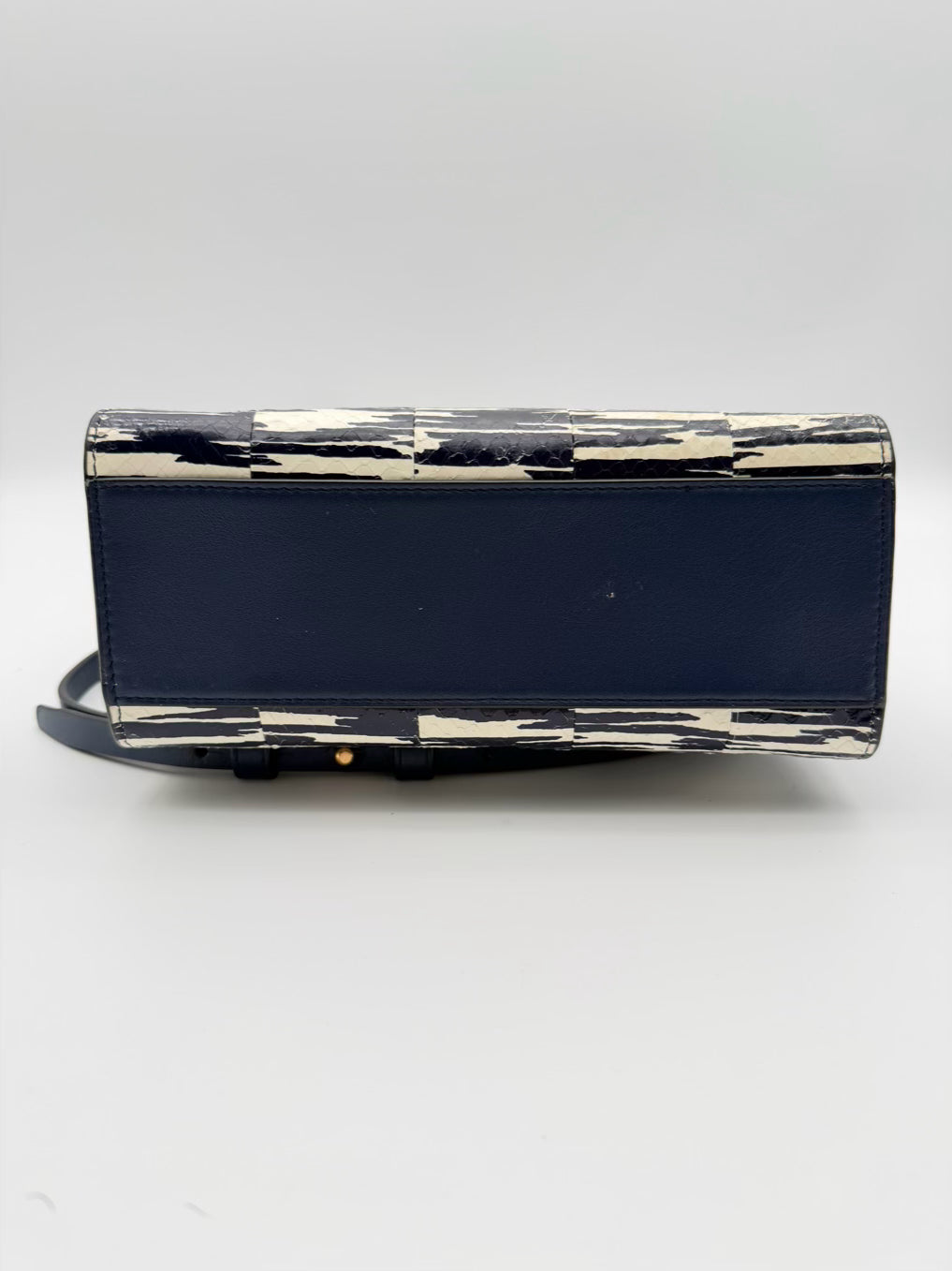 TORY BURCH Gemini Link Blue & White Snakeskin Tote