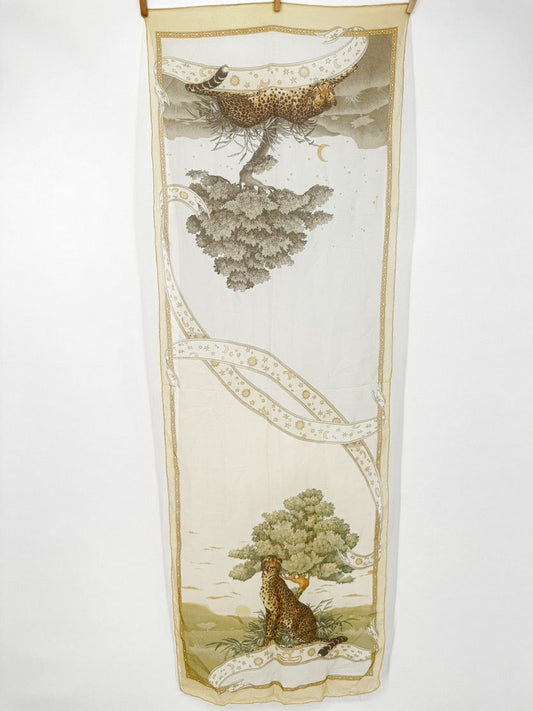 SALVATORE FERRAGAMO Butter Chiffon Animal Scarf