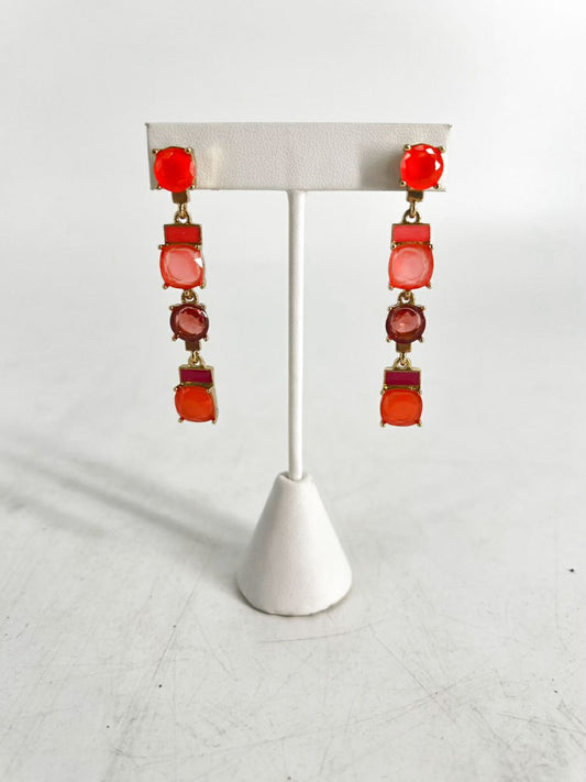 KATES SPADE Orange Rhinestone Gold Tone Earrings