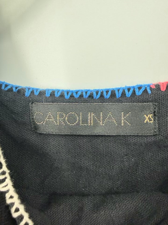 CAROLINA K Size Wmn's XS Charcoal Embroidered Midi-Dress