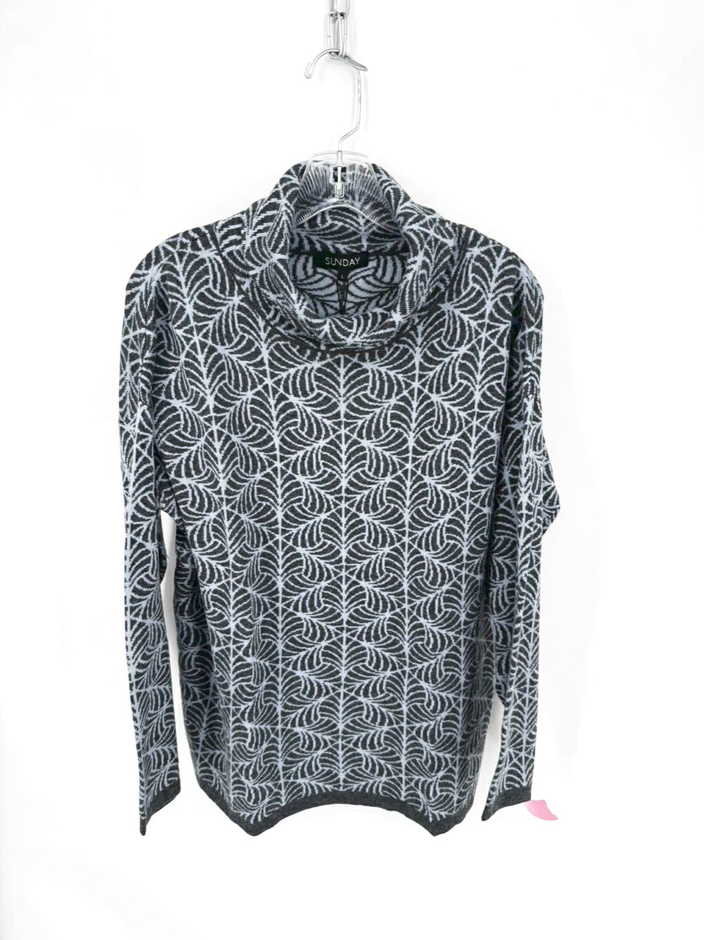 SUNDAY Wmn's Size L Blue & Gray Cowl Neck Knit Top NWT