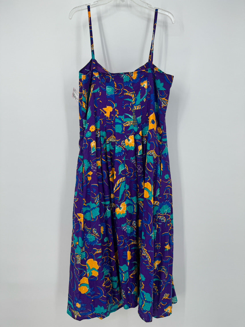 DEREK LAM 10 CROSBY Size 14 Purple & Yellow Flowers Sleeveless Dress NWT