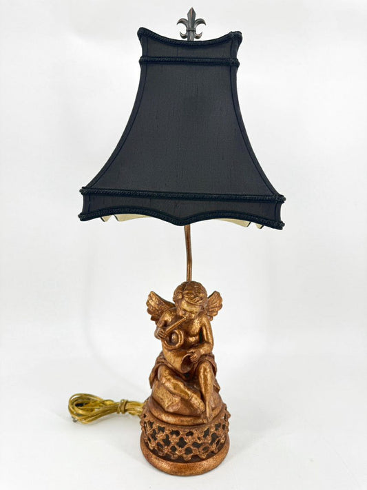 Gold Resin Angel Lamp w/ Chelsea House Shade