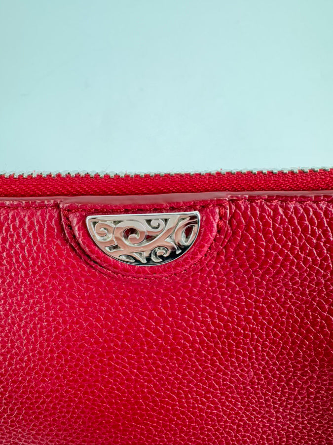 BRIGHTON Red & Silver Leather Crossbody Bag