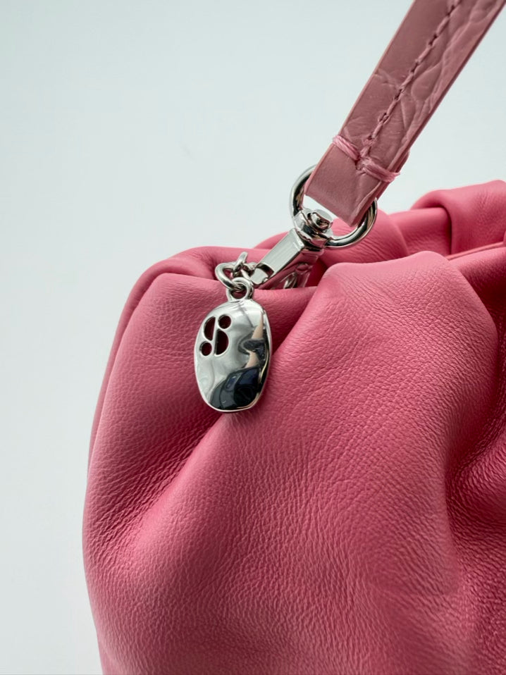 STAUD Pink Leather Evening Bag