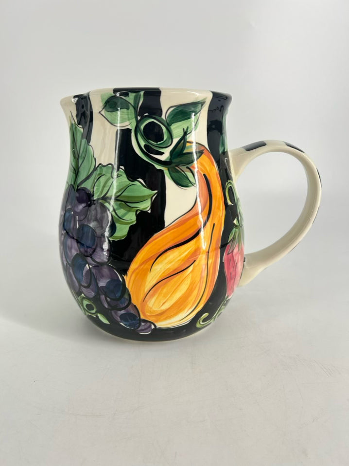 VICKI CARROLL Multi Colored Pottery Fruit Pitcher