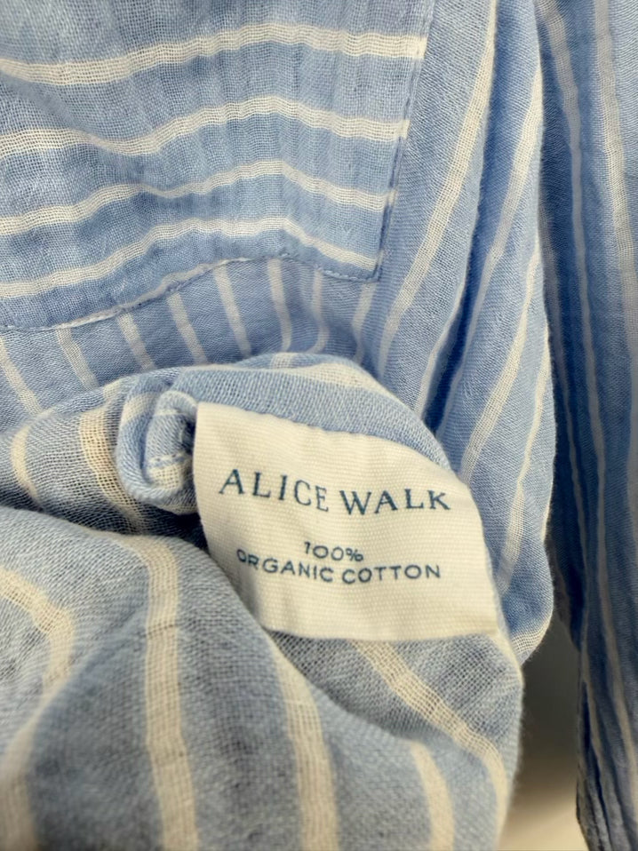 ALICE WALK Size XL Sky Blue Stripe Blouse