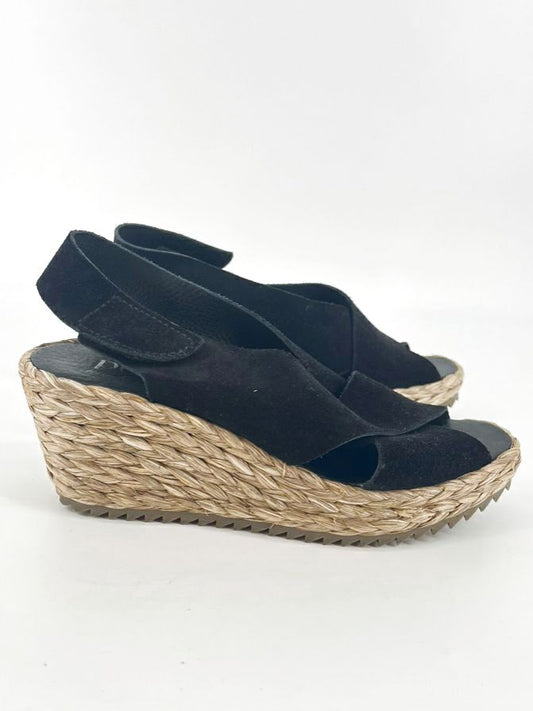 PEDRO GARCIA Size 38.5 Black Leather Espadrilles
