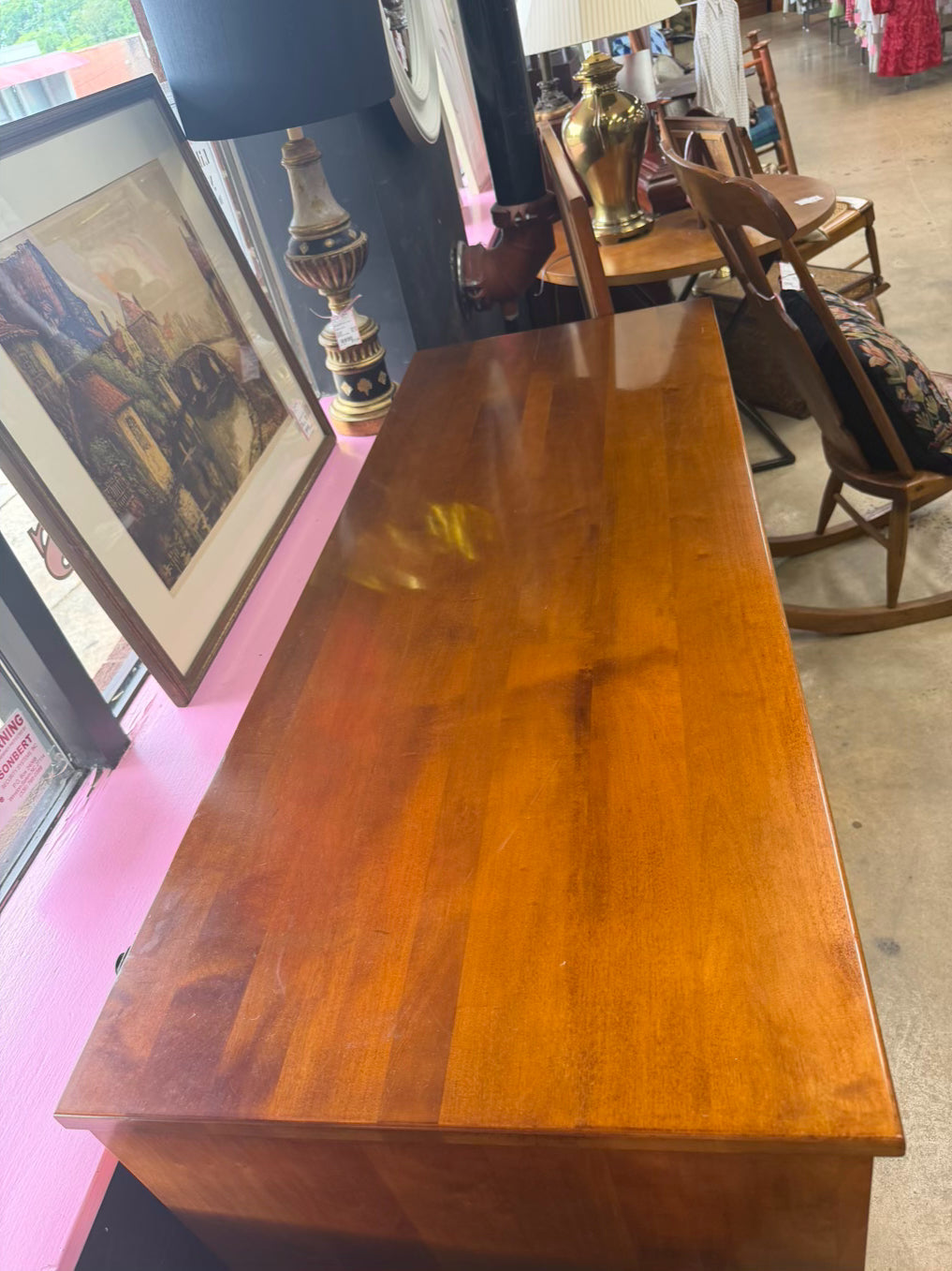 WANAMAKER Light Wood Dresser w/ Wood Mirror