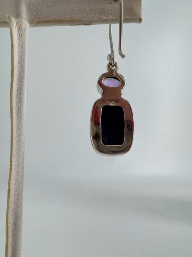 STERLING SILVER & Charoite Dangle Earrings