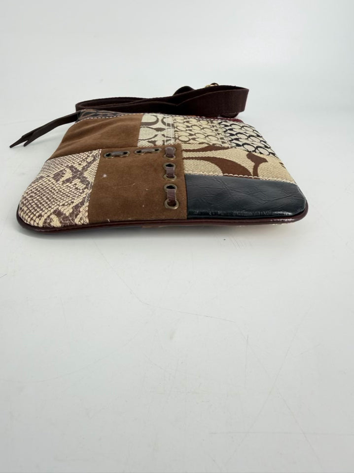COACH Brown & Red Leather Patchwork Crossbody Bag