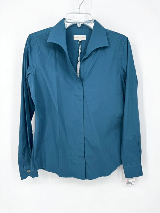 SARAH ALEXANDRA Size 4 Teal Cotton Button Down Blouse NWT