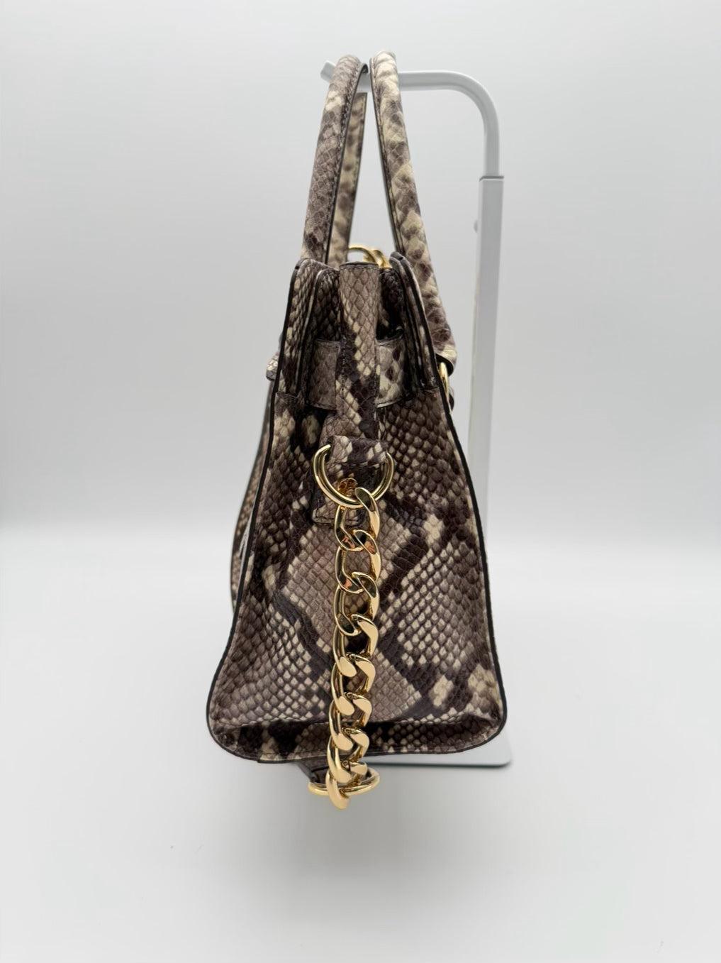 MICHAEL MICHAEL KORS Hamilton Taupe & White Animal Print Purse