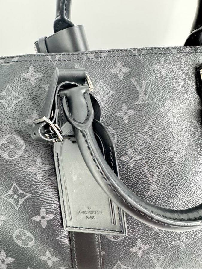 LOUIS VUITTON Black & Gray Monogram Keepall Bandouliere 55 Duffle Bag