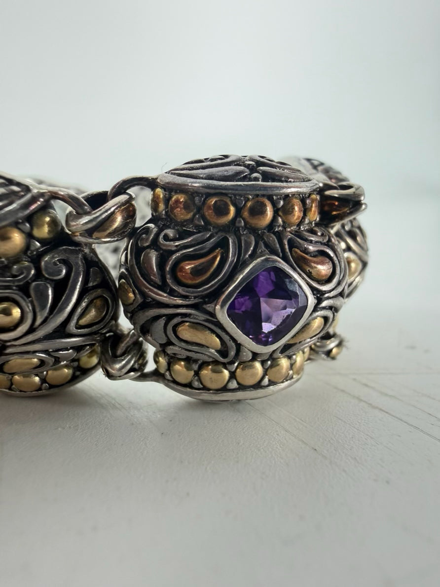 BENHAM STERLING SILVER & 18K Amethyst Bracelet