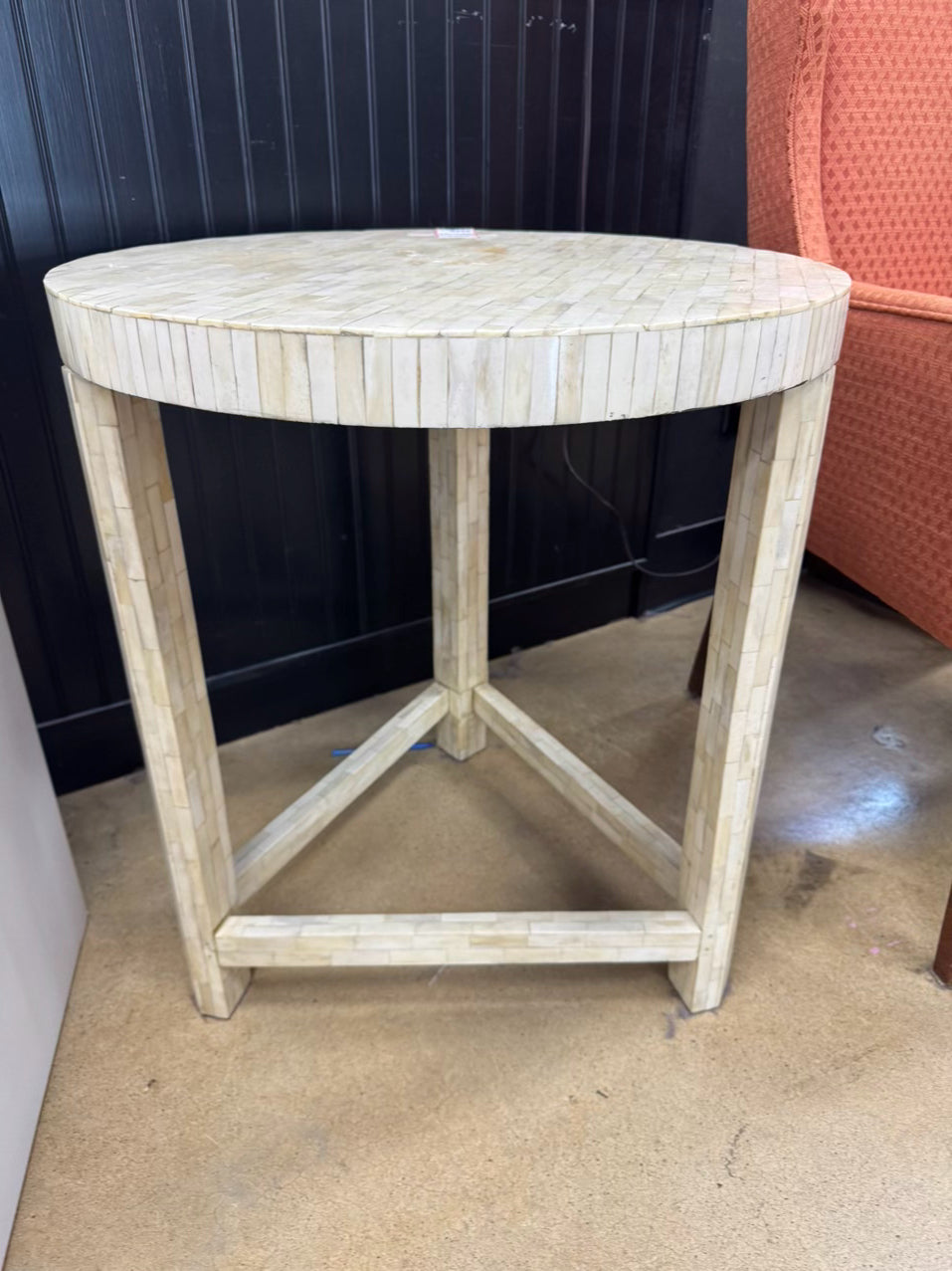 Cream Bone Inlay Round Occasional Table