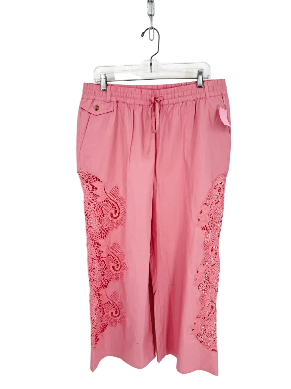MAEVE Size L Pink Lace Detail Drawstring Pants NWT