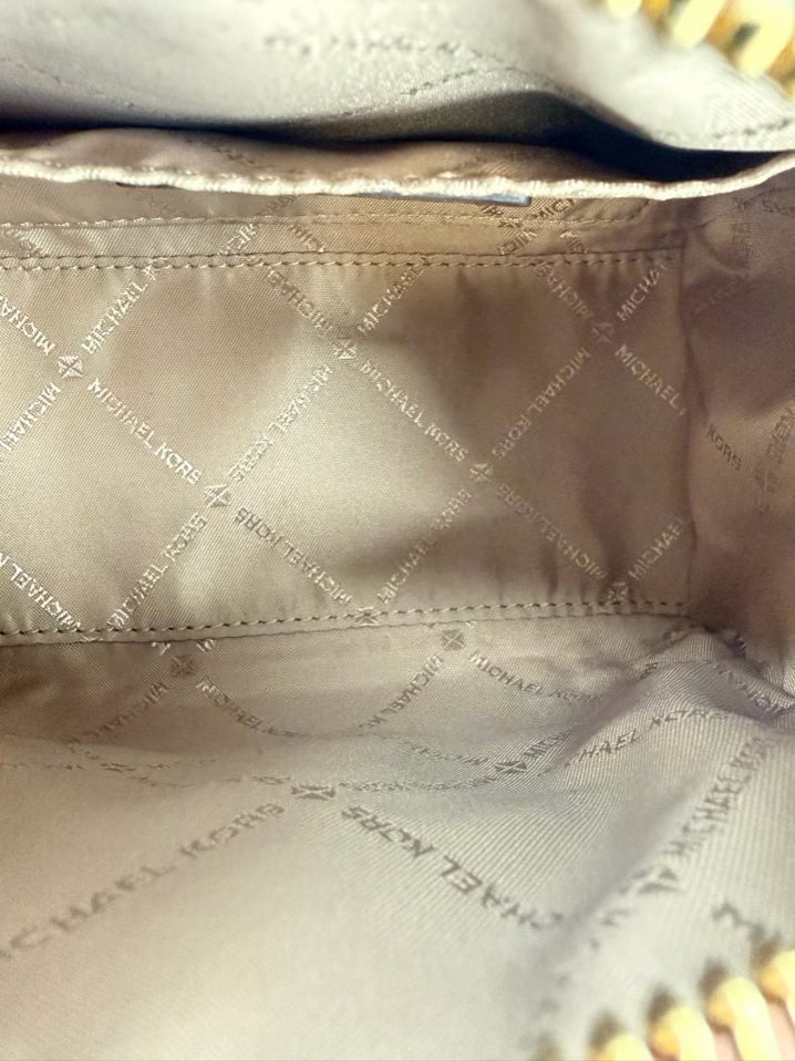 MICHAEL KORS Beige & Brown Mini Monogram Crossbody Bag