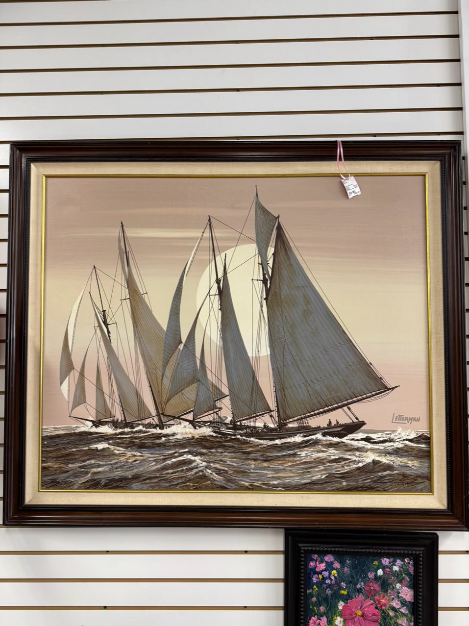LETTERMAN Large Sailboat Painting in Wood Frame