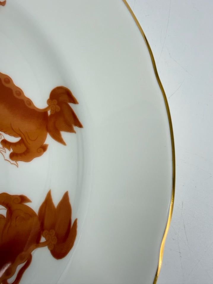 WEDGWOOD Red Chinese Tigers White & Orange Ceramic Dinnerware Setting For 9