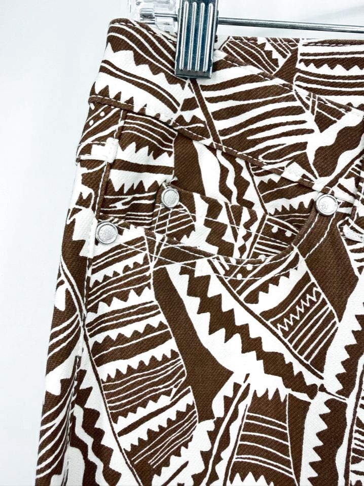 J MCLAUGHLIN Wmn's Size 10 Brown & Cream Denim Print Jeans NWT