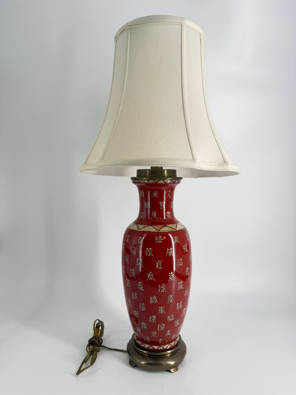 Rust & Gold Oriental Style Lamp w/ White Shade