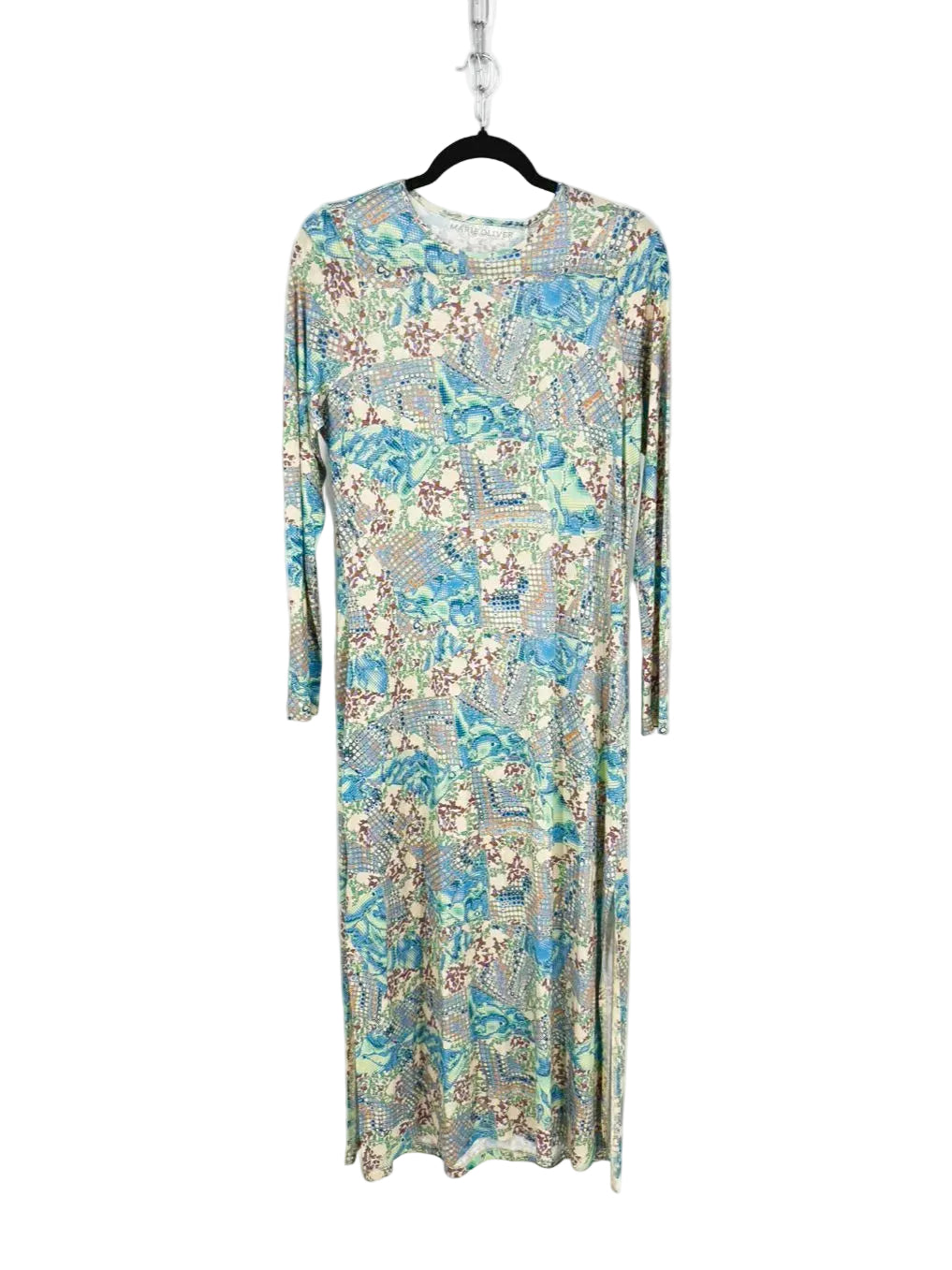 MARIE OLIVER Wmn's Size S Teal & Beige Print Maxi-Dress NWT